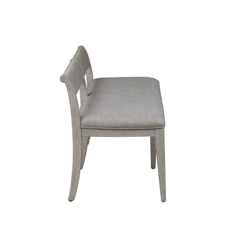 Liberty Furniture Farmhouse Reimagined Upholstered Bench (RTA) in Antique White w/ Chestnut Top image number 2