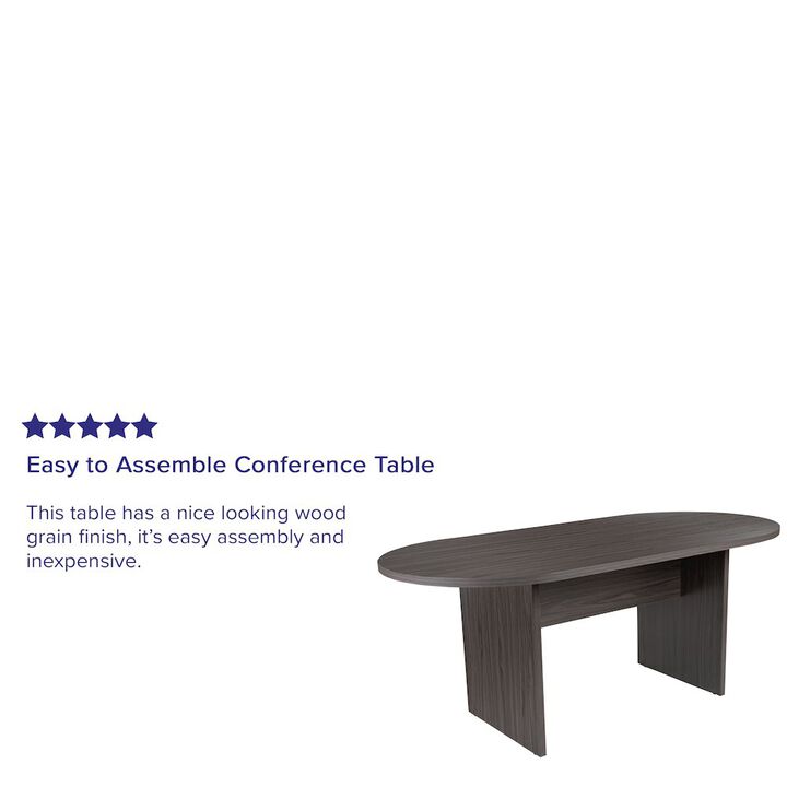 Flash Furniture 6 Foot (72 inch) Oval Conference Table in Rustic Gray