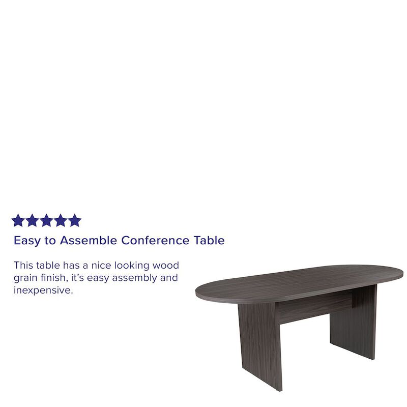 Flash Furniture 6 Foot (72 inch) Oval Conference Table in Rustic Gray image number 1