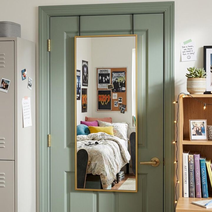 HomeRoots 47" Gold Aluminum Over the Door Framed Accent Mirror