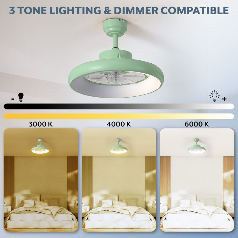 Loren Modern Contemporary 6-Speed Metal Mobile-App/Remote-Controlled Dimmable Smart Integrated LED Ceiling Fan