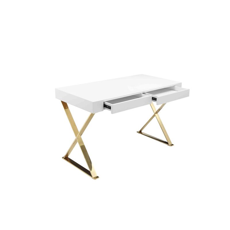 Pangea Home Gold Alexa Desk White & Gold Combo