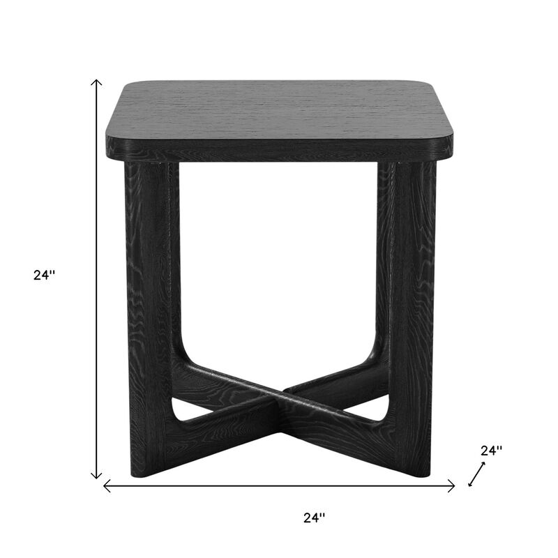 HomeRoots 24" Black Solid Wood Square End Table image number 4