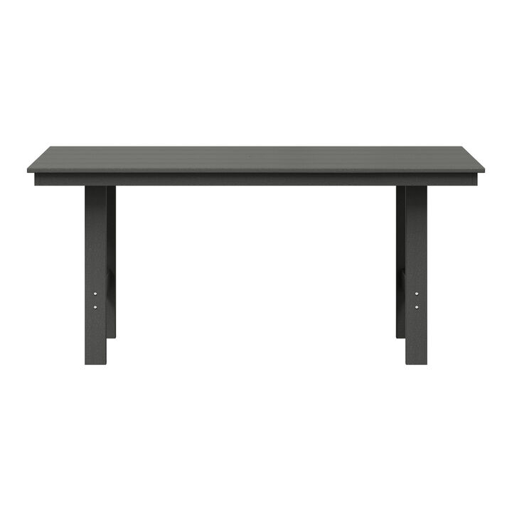 WestinTrends Outdoor Modern HDPE 66" Wide Rectangle Patio Dining Table for 6