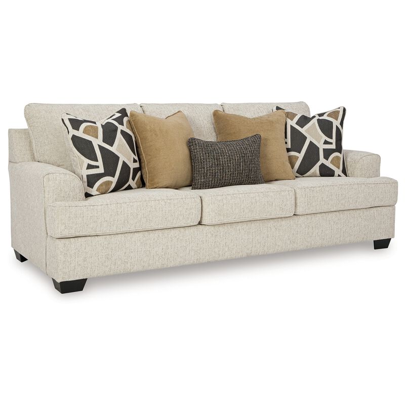 Burgess Sofa, Quartz Beige Polyester, 5 Accent Throw Pillows, 97 Inch image number 0