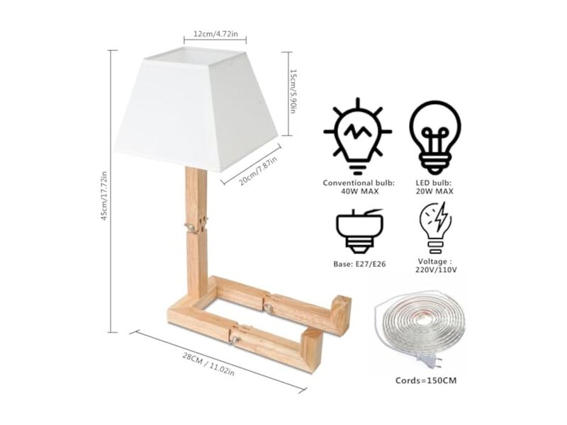 Dimmable Wood Robot Desk Lamp For Living Room Bedroom Office image number 2