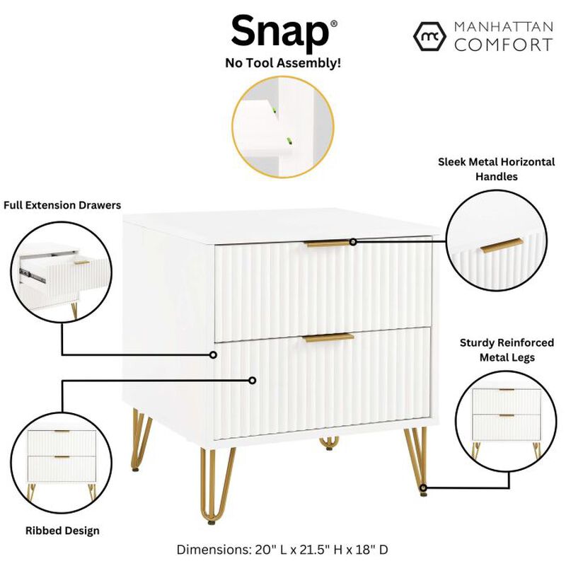 Dumbo 2-Drawer Nightstand in White