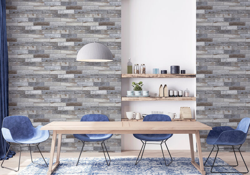 Wallace Grey Wood Tile Wallpaper image number 3