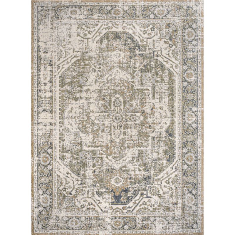 Keesha Bold Distressed Medallion Low-Pile Machine-Washable Area Rug