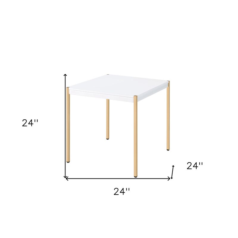 Homezia 24" Gold And White Manufactured Wood Square End Table