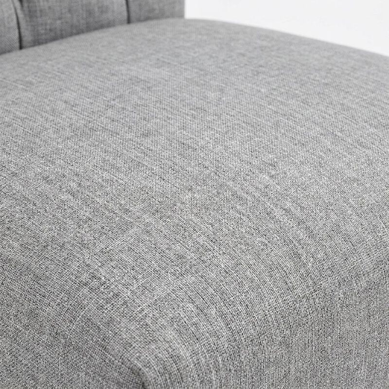 Button-Tufted Upholstered Fabric Parsons Chair, White image number 5