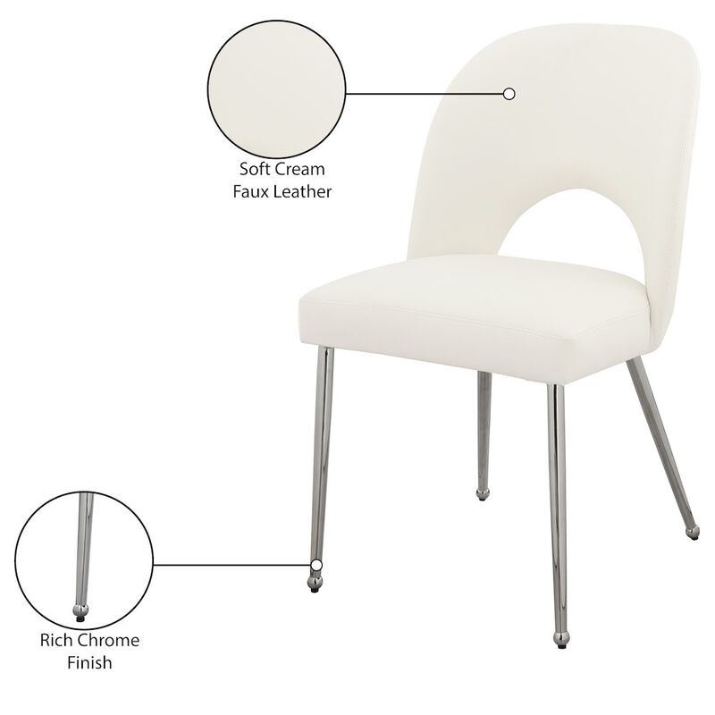 Meridian Furniture Logan Cream Vegan Leather Dining Chair, Set of 2