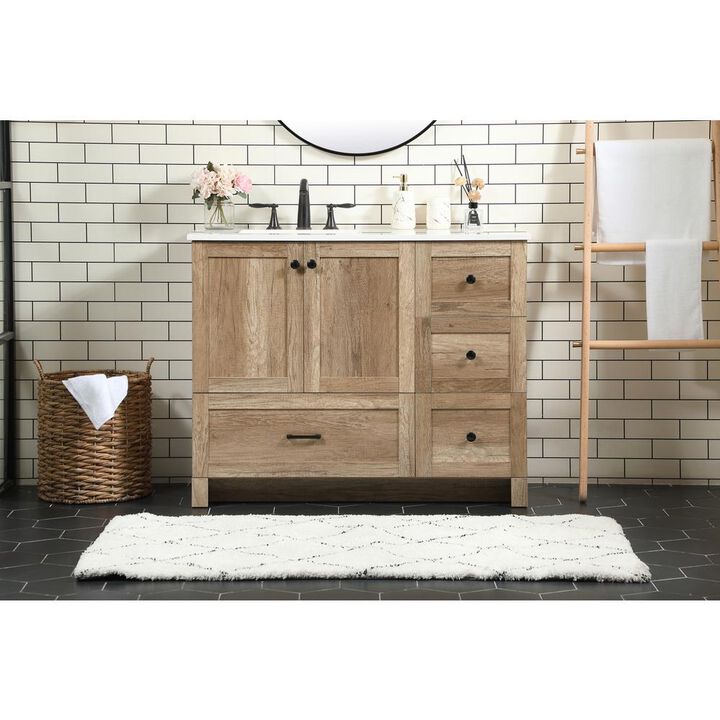 Elegant Kitchen and Bath 42 inch Single bathroom vanity in natural oak