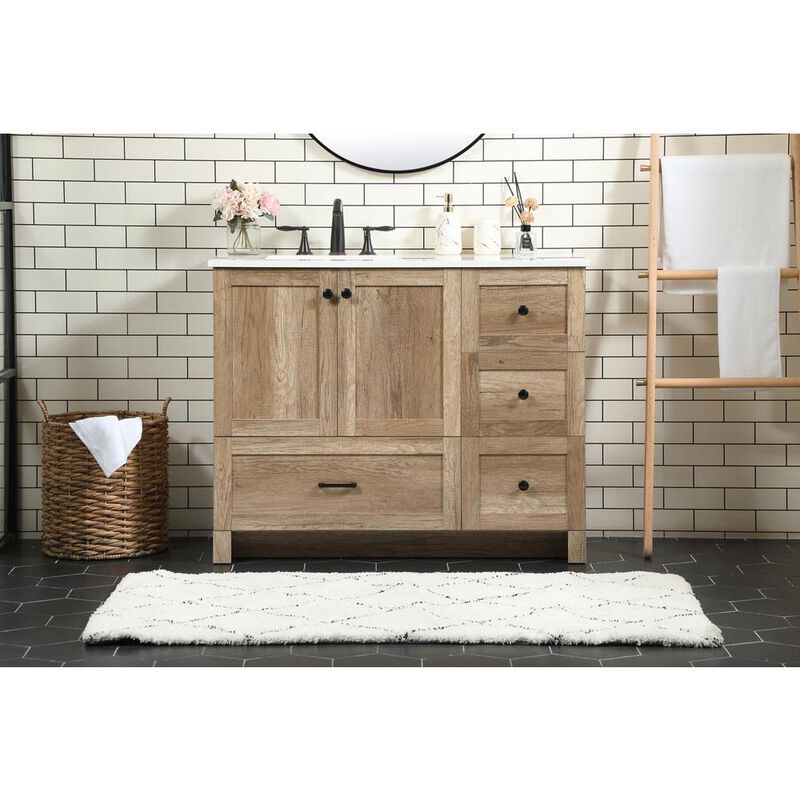 Elegant Kitchen and Bath 42 inch Single bathroom vanity in natural oak