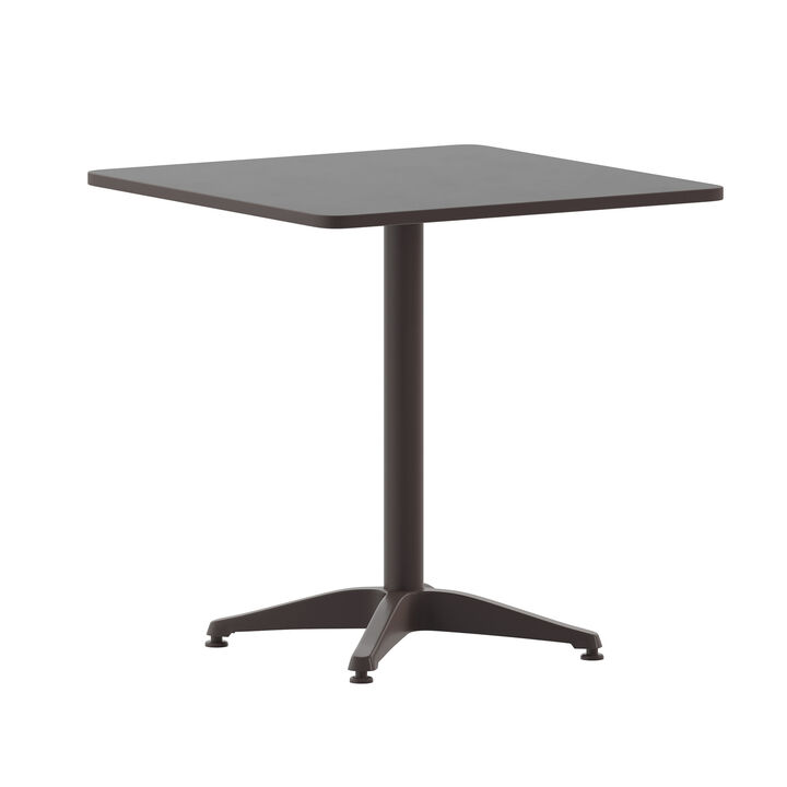 Flash Furniture Mellie 27.5'' Black Square Metal Indoor-Outdoor Table with Base