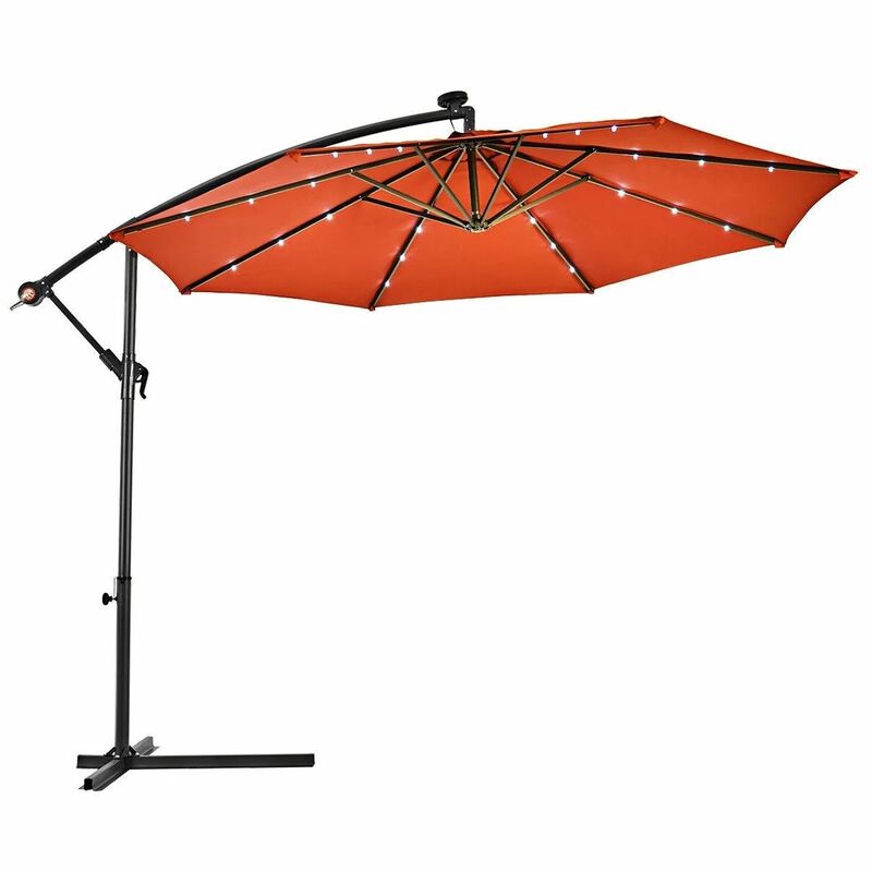 Mondawe 10 Feet Patio Umbrella with Crank and Solar LED Lights