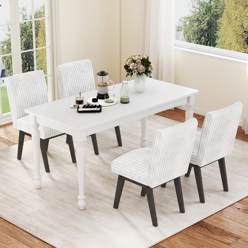 Set of 4 Fabric Dining Chairs with Padded Seats and Rubber Wood Legs image number 3