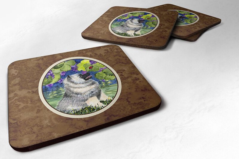 Caroline's Treasures SS8249FC Keeshond Foam Coasters (Set of 4), 3.5 H x 3.5 W, Multicolor image number 0