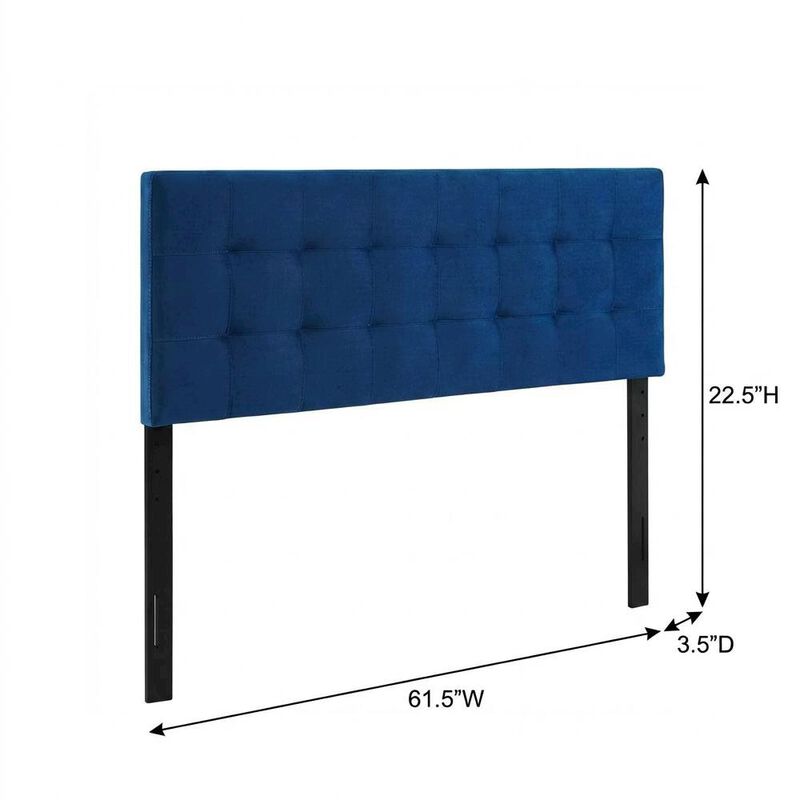 Blue Performance Velvet Headboard, Queen Tufted Design, Durable Upholstery image number 1