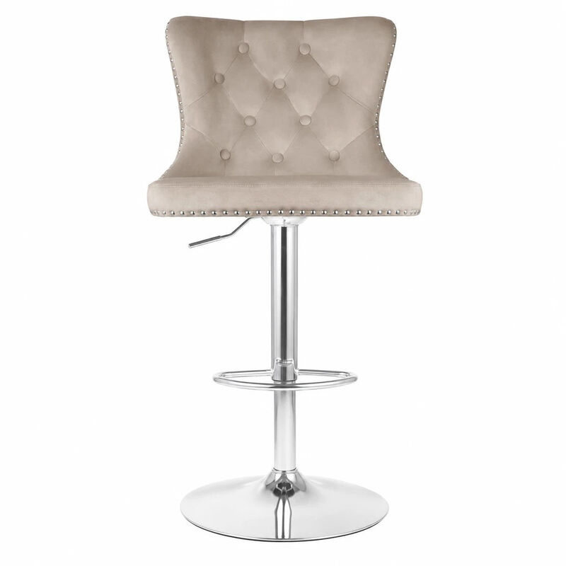 Modern Velvet Swivel Bar Stools Set of 2, Adjustable Counter Height Stools with High Back, Water Resistant 360&deg; Kitchen Island Chairs for Home Bar, Hotel, Workshop image number 1