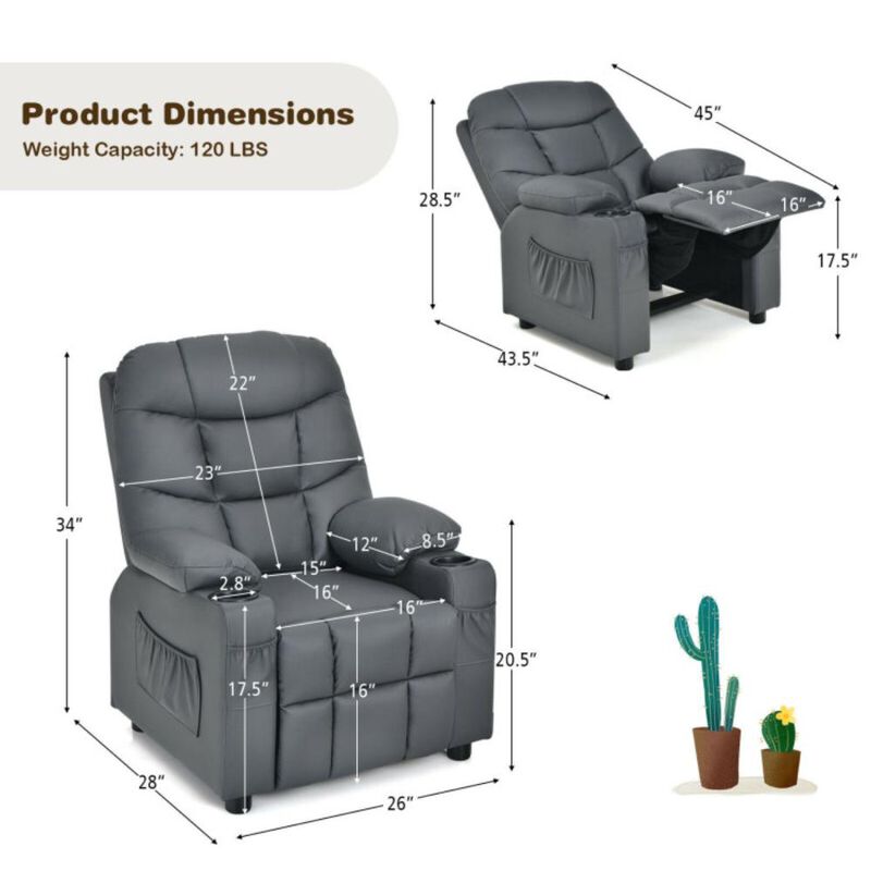 Hivvago Kids Recliner Chair with Cup Holder and Footrest for Children