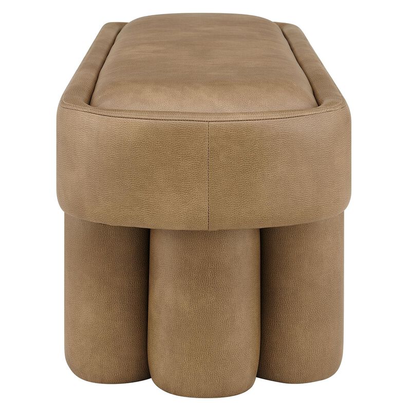 Modway Mossi 52-Inch Modern Oval Vegan Leather Bench in Mushroom &ndash; Upholstered Accent Bench with Cylindrical Clover-Leg Base for Bedroom, Entryway, or Living Room image number 5