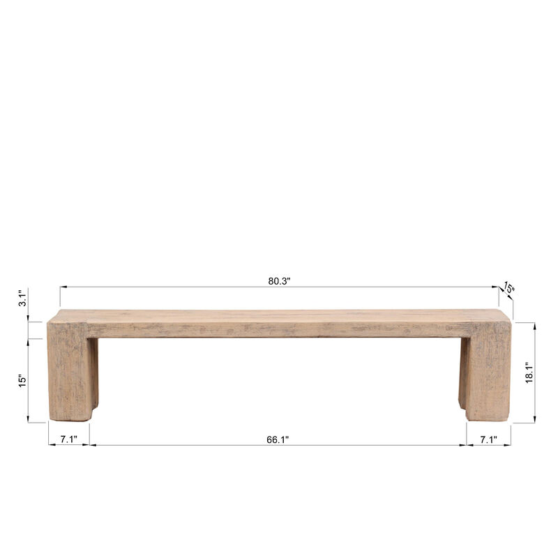 Ravello Solid Wood Bench in Weathered Gray image number 2