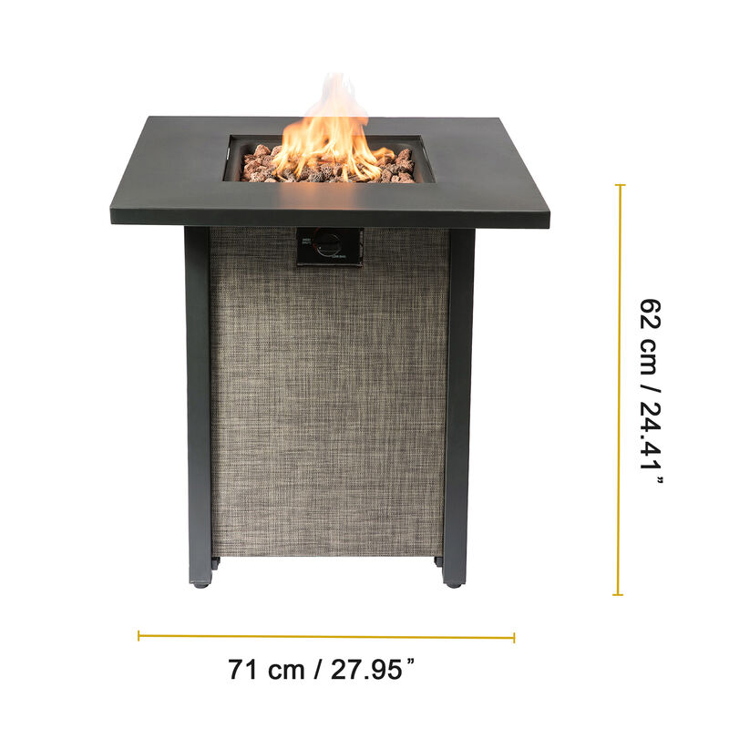 Outdoor Metal & Textliene Propane Gas Fire Pit Table and Accessories, Brown/Beige image number 6