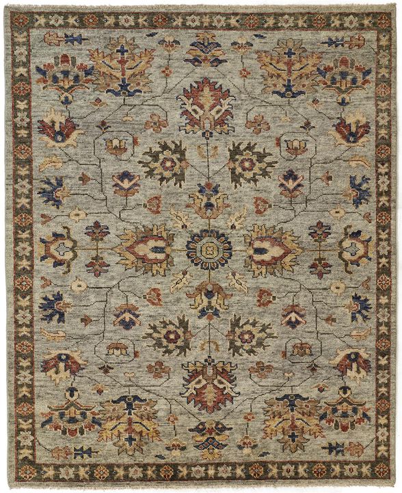 HomeRoots 2' X 3' Gray And Ivory Wool Oriental Hand Knotted Area Rug With Fringe