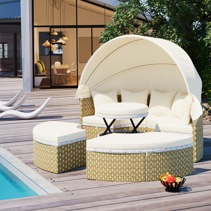 Whisen Round Outdoor Seating Set with Retractable Canopy