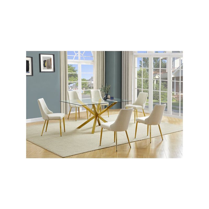 Best Quality Furniture Clear Glass Dining Set With Velvet Upholstered Chairs image number 6