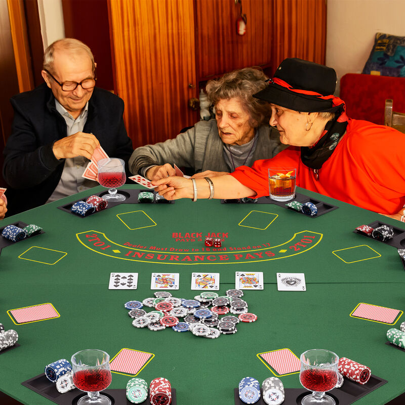 Portable 8 Player Poker Table Top with Built In Cup Holders and Chip Trays image number 4