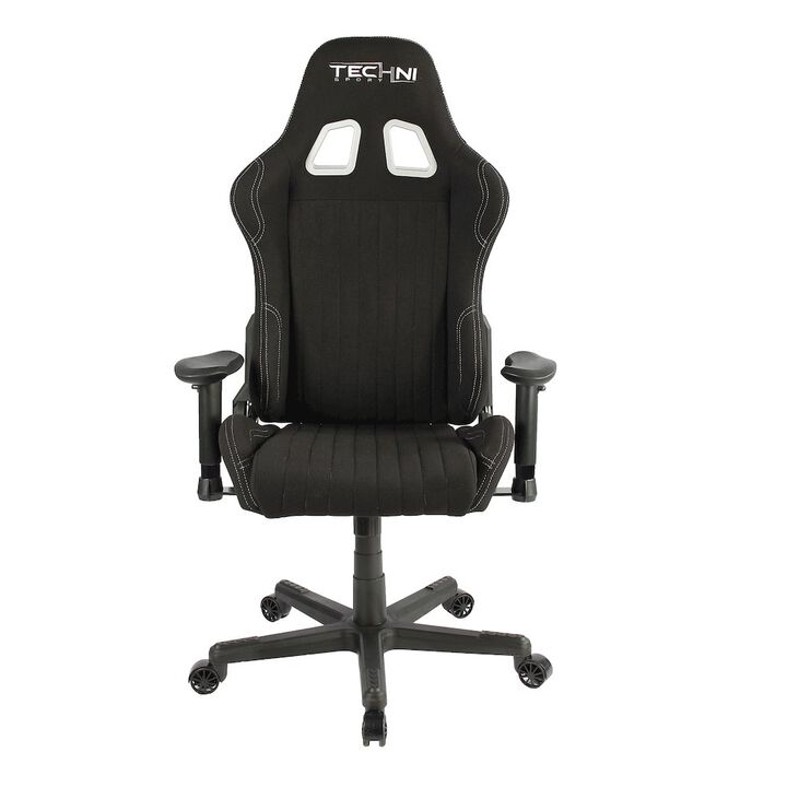 Techni Sport Fabric Ergonomic High Back Racer Style PC Gaming Chair, Black