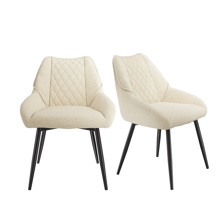 Fabric Diamond Shaped Soft Dining Chair with Metal Legs,Set of 2