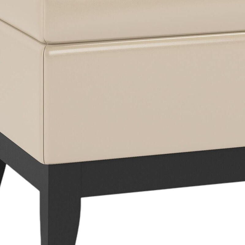 HomeRoots 42" Black and Dark Brown Tufted Faux Leather and Solid Wood Upholstered Storage Bench With Tray image number 4