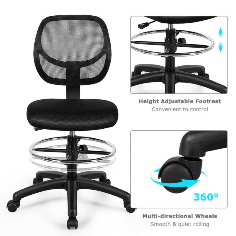 Hivvago Adjustable Height Mid Back Mesh Drafting Office Chair