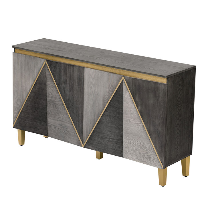 TATEUS 60" 4-Door Vintage Sideboard Cabinet with Dimensional Doors