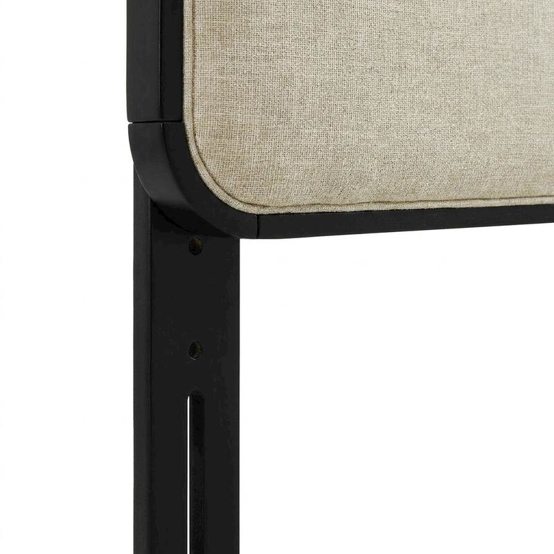 Fabric and Wood Button-Tufted King Headboard Only for Bed Frame, Black Beige image number 5