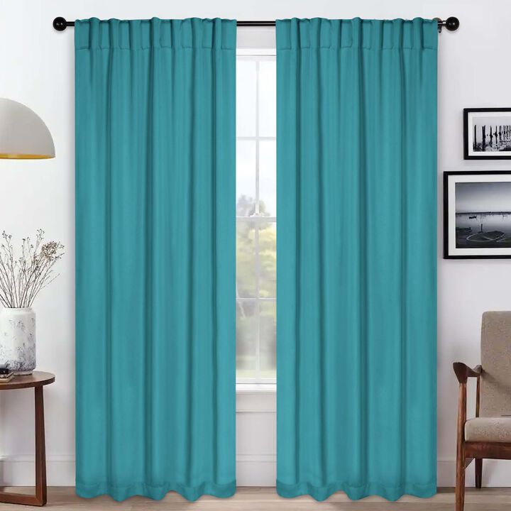 Blackout Window Curtains Set of 2 Solid Room Darkening Back Tab Panels