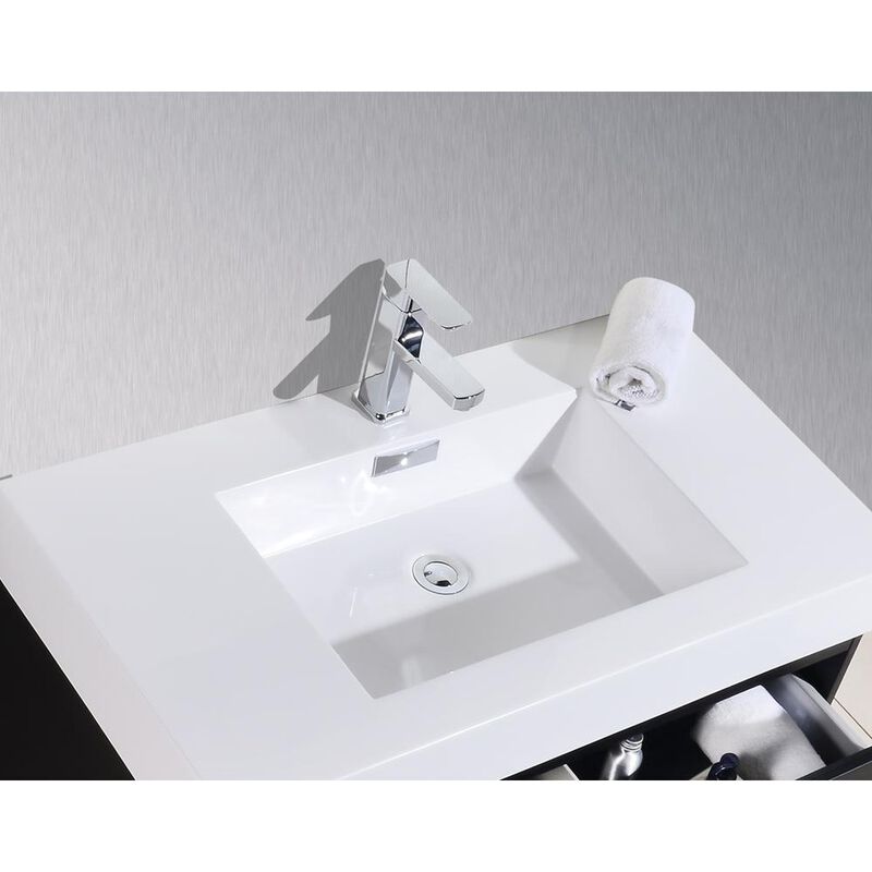 Kubebath Bliss 36 Black Wall Mount Modern Bathroom Vanity