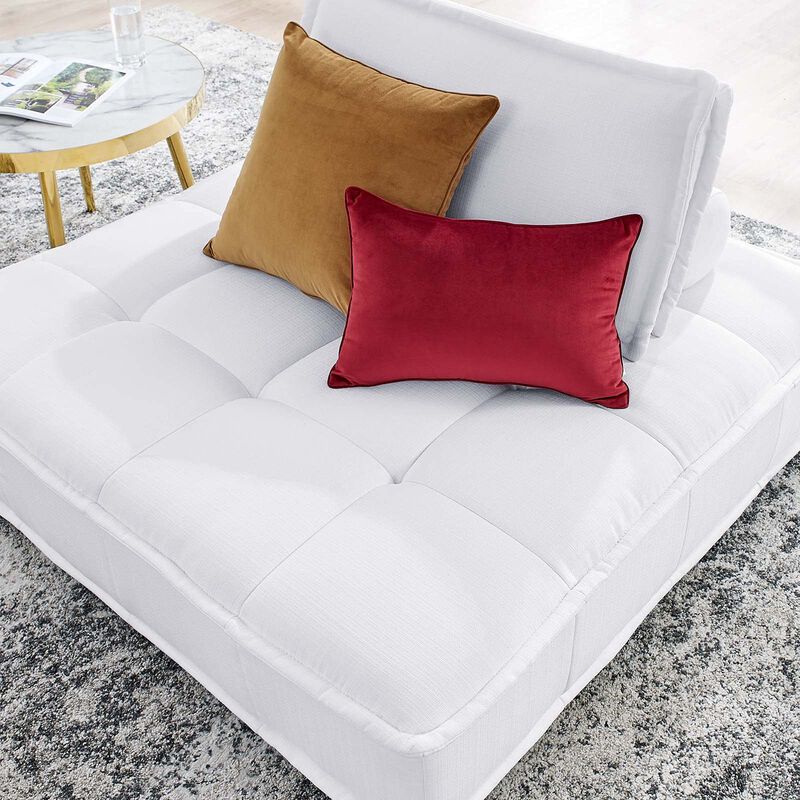 Saunter Tufted Fabric Armless Chair White EEI-4725-WHI image number 9