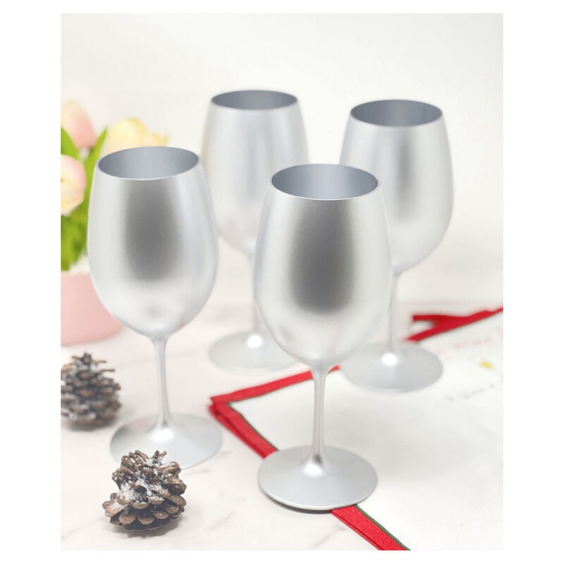 HomeRoots Set of Four Silver Acrylic Stemmed All Purpose Wine Glass image number 2