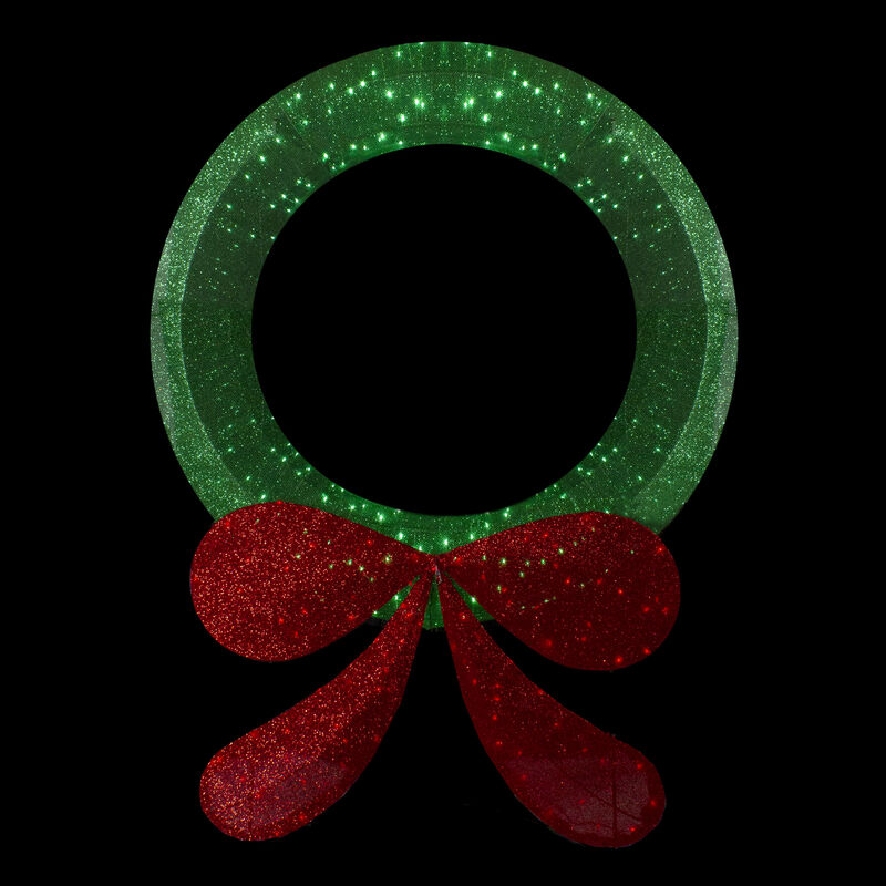 48" Commercial-Sized Lighted Tinsel Christmas Wreath Outdoor Decoration image number 1