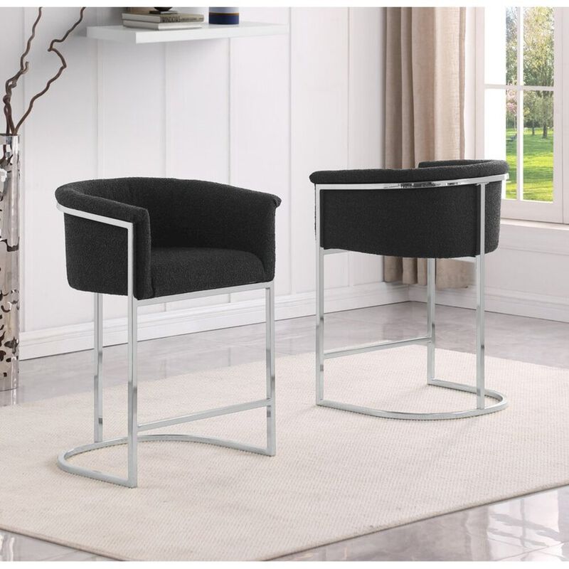 Best Quality Furniture Best Quality teddy Boucle in black counter height chair - Set of 2