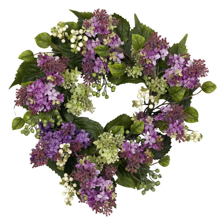 Nearly Natural 20-in Hanel Lilac Wreath