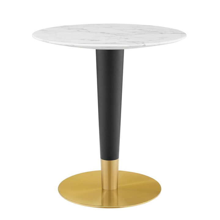 Modway - Zinque 28" Artificial Marble Dining Table Gold White