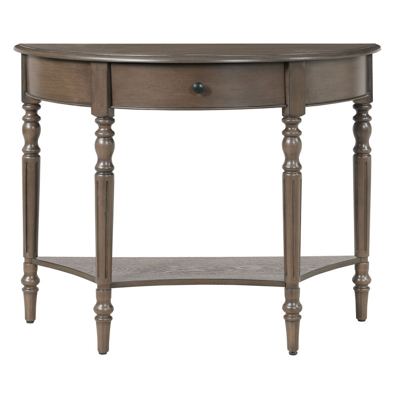Merax Space-Saving Half-Moon Entryway Table with Storage Drawer & Lower Shelf image number 0