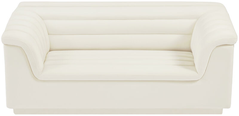 Meridian Furniture Cascade Cream Velvet Fabric Loveseat image number 5