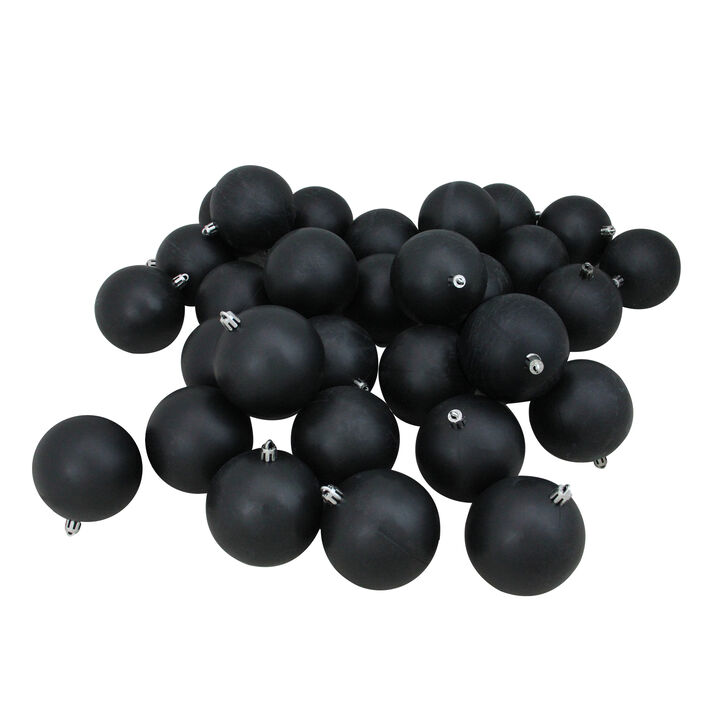 32ct Black Shatterproof Matte Christmas Ball Ornaments 3.25" (80mm)