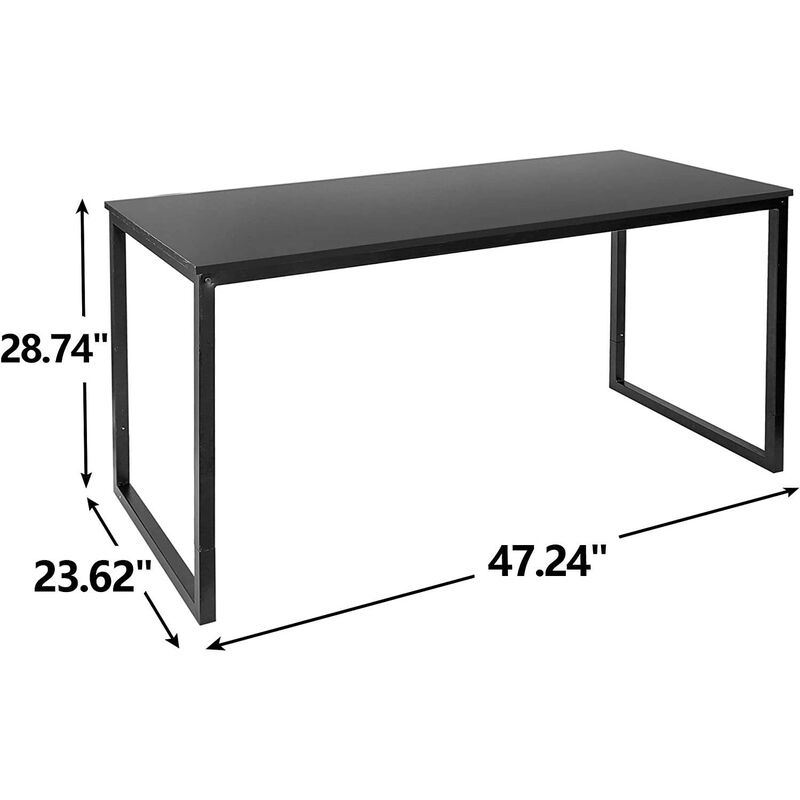 Hivvago Black Metal Frame Wood Top Modern Home Office Laptop Computer Desk Writing Table